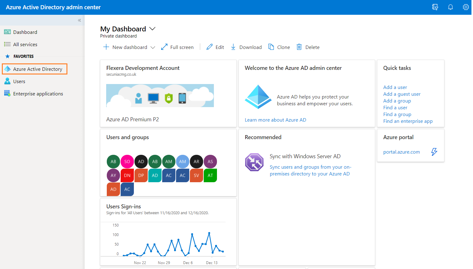Choose Azure Active Directory